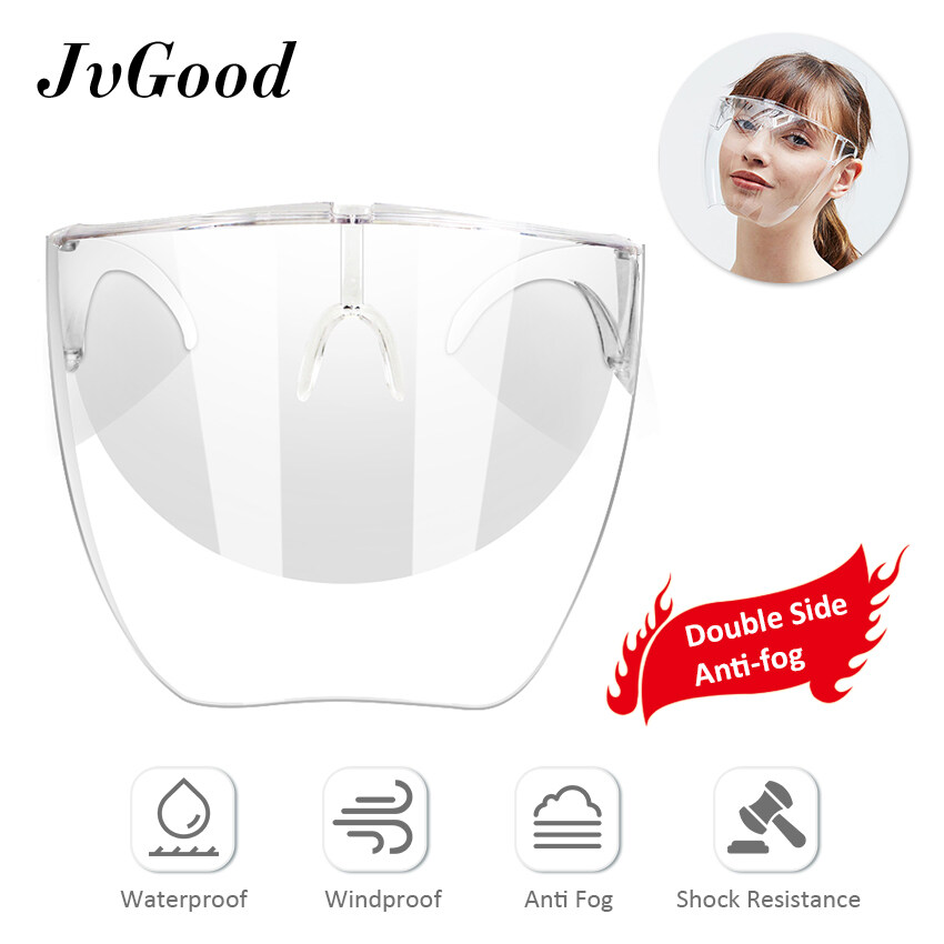 JvGood Face Shield PC Full Face Not Dizzy Anti-fog Face Shield Faceshield PC Face Shield With Design HD Transparent Clear Anti-dust Anti-splash Face Shield Visor Fiber Glass Lightweight Face Shield Fu