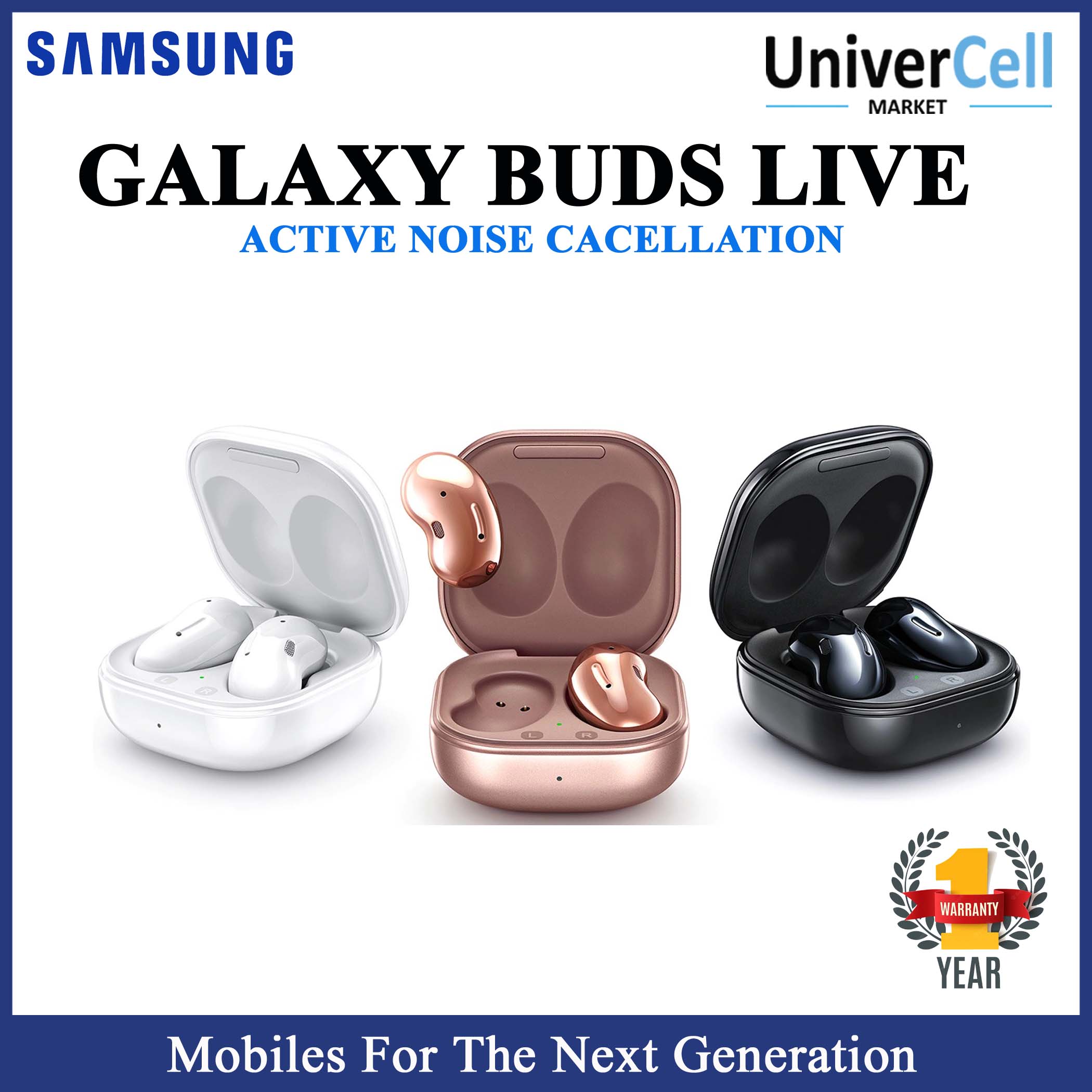 Samsung Galaxy Buds Live SM-R180, Truly Wireless Stereo, Brand New With 1 Year Official Samsung warranty, Active Noise Cancellation