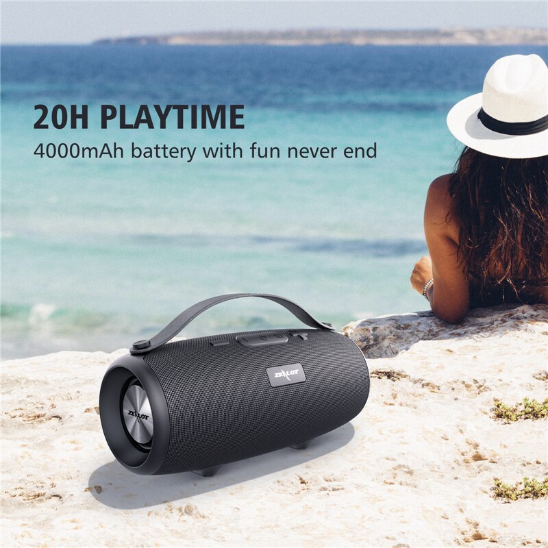 ZEALOT S34 Wireless Bluetooth Speaker Waterproof Portable Outdoor Mini Column Loudspeaker Sport Hifi Boombox Stereo Fm Subwoofer