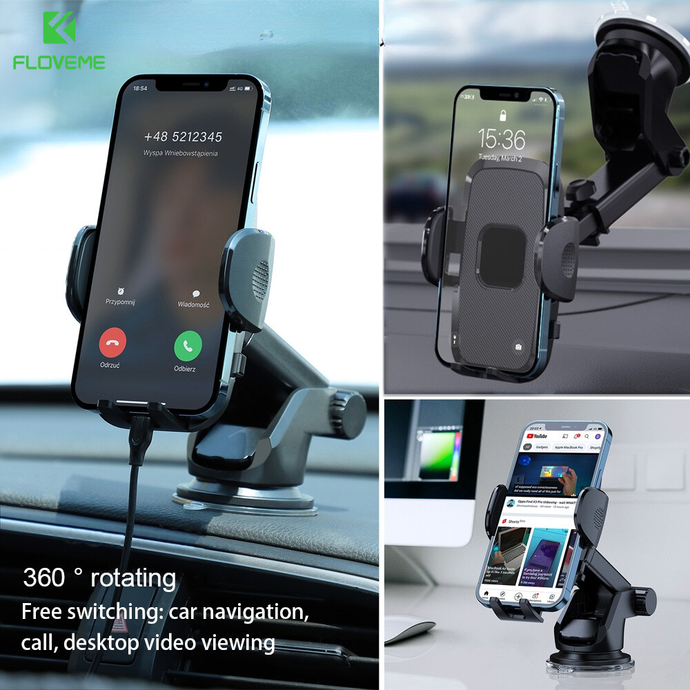 Floveme Dashboard Phone Holder for Car Flexible Long Arm, Universal Windshield Air Vent Phone Mount for Iphone 13 Samsung Xiaomi Huawei Oppo Vivo Realme