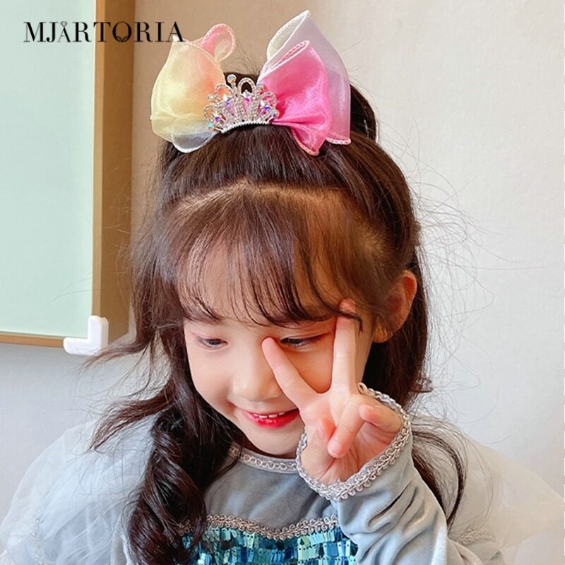MJartoria Pretty Girl Crown Hairpin Super Fairy Net Sweet Headdress Children's Cute Hairpin Headdress
