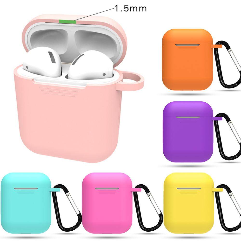 Silicone TPU Bluetooth Wireless Earphone Case Protective Cover Skin Accessories for Apple Airpods 1/2 Charging Box with Hooks