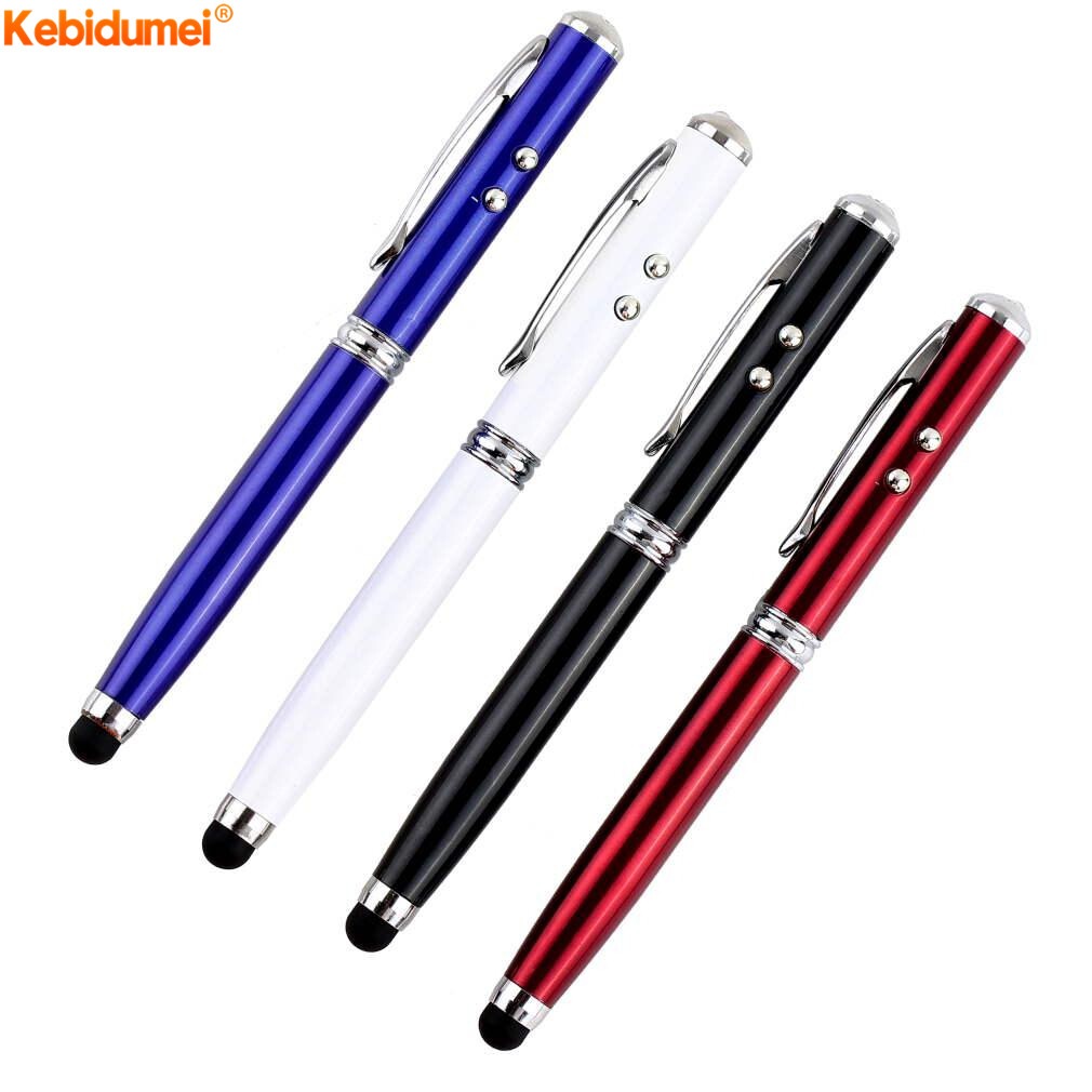 Kebidumei Touch Pens 4 in 1 Durable LED Torch Light Capacitive Touch Screen Stylus Ball Pen Compatible for Mobile Phones Laptop Tablets