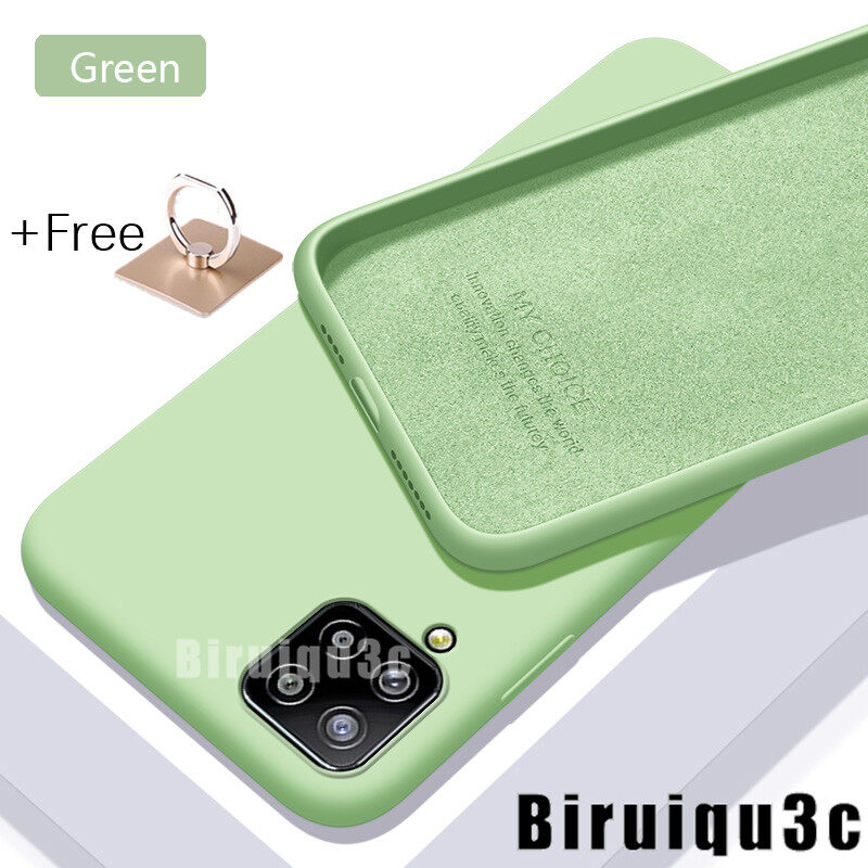 [Free Ring Holder] Biruiqu For Samsung Galaxy A42 5G Shockproof Ultra-thin Liquid Silicone Case Mobile Phone Case