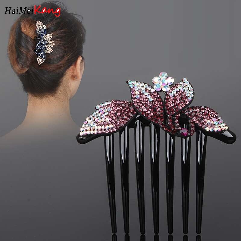1pc Rhinestone Flower Hair Comb Fashion Retro Insert Comb Women Hair Accessories