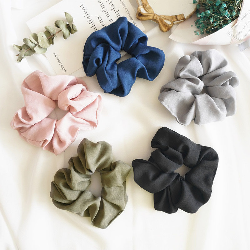 Satin Silk Fashion Scrunchies Sweet Solid Color Elastic Hair Bands Hair Ties Ropes For Women Girls