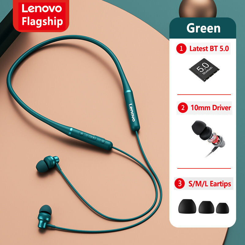 Lenovo XE05 Wireless Bluetooth 5.0 Earphone Stereo Noise Reduction Earbuds Waterproof Sports Headset Magnetic Neckband Headphone With Mic for IOS Android Universal