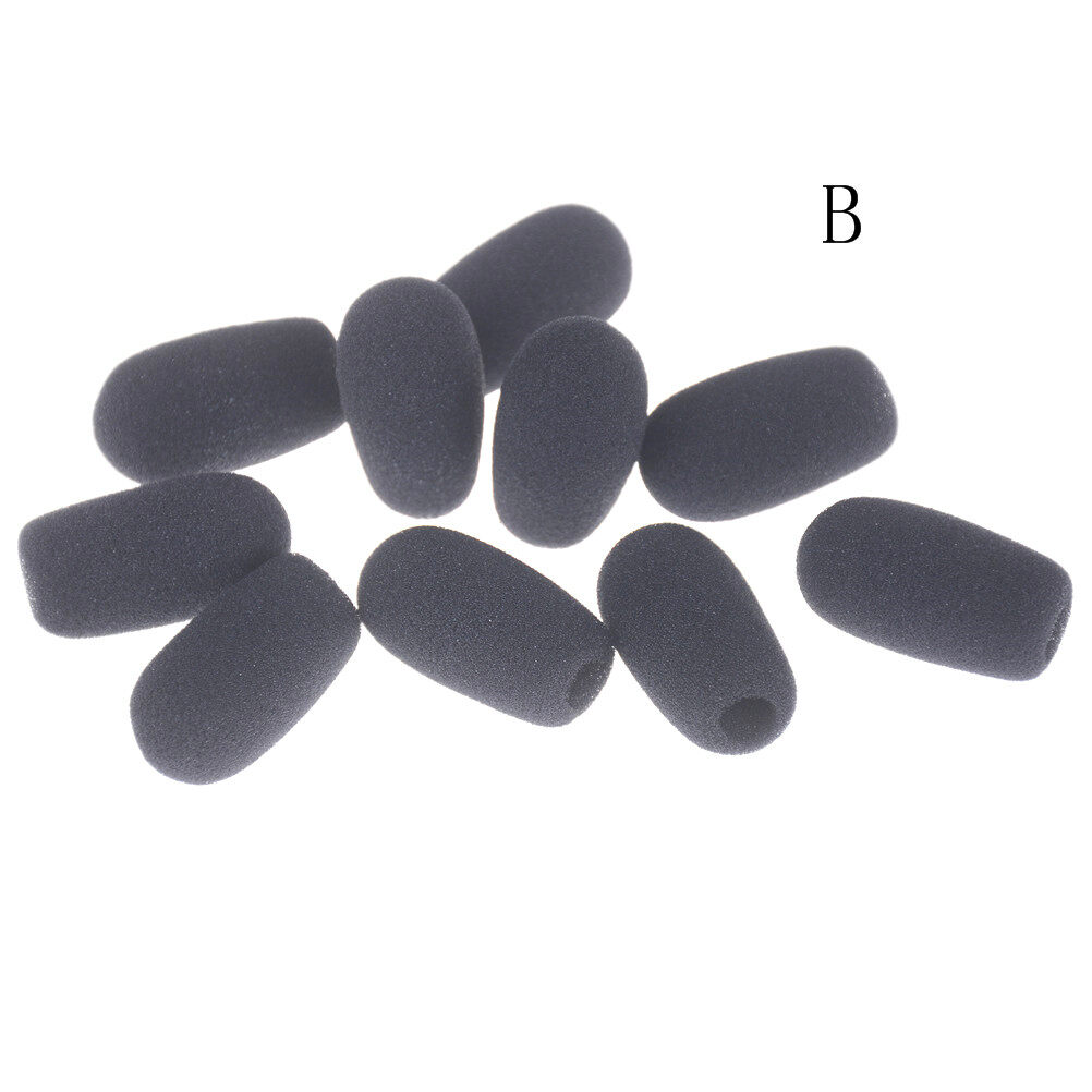 wuyangmin New 10PCS Microphone Headset Grill Windscreen Sponge Foam Black Mic Cover