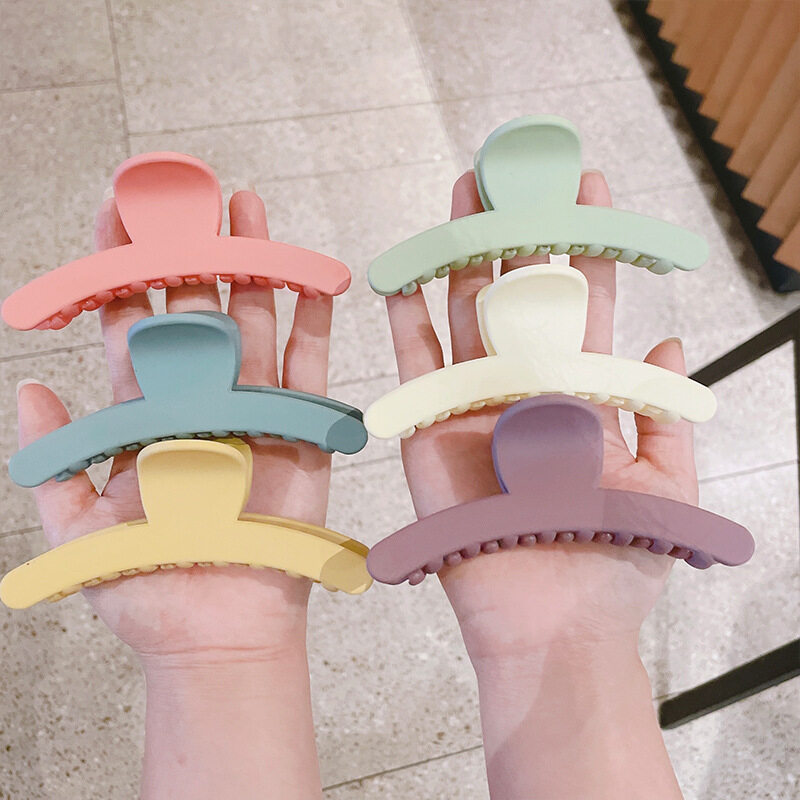 Matte Cream Hair Claws for Women Solid Color Simple Big Hairpins for Girls Korean Style Headwear