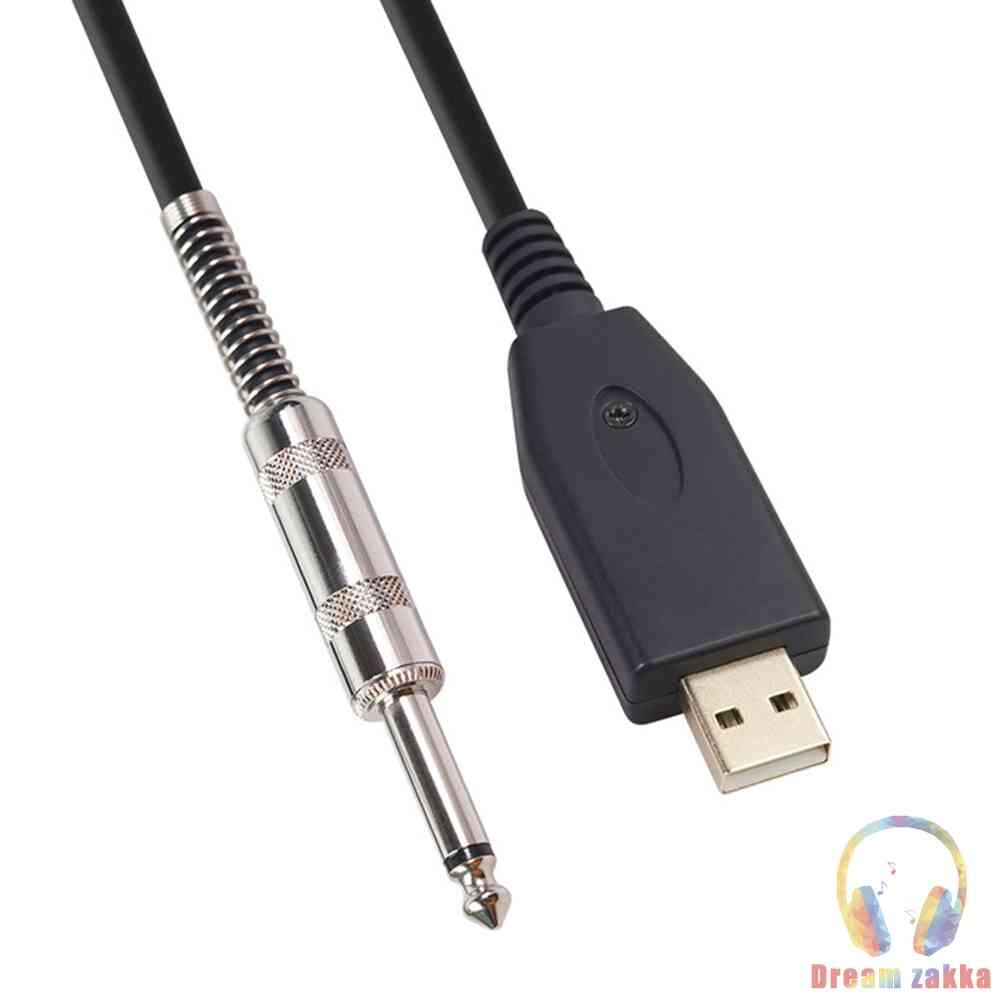 USB Guitar Cable USB Male to 6.35mm 1/4 inch TS Mono Connector Adapter Cord