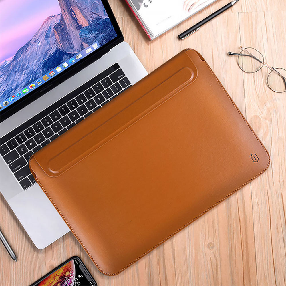 WIWU Laptop Sleeve for 2020-2022 Macbook Pro/Air 13 M1 M2/2021 Macbook Pro 14.2 inch case  with Stand 13.3 Inch PU Leather Waterproof Case for MacBook Air 13 Sleeve
