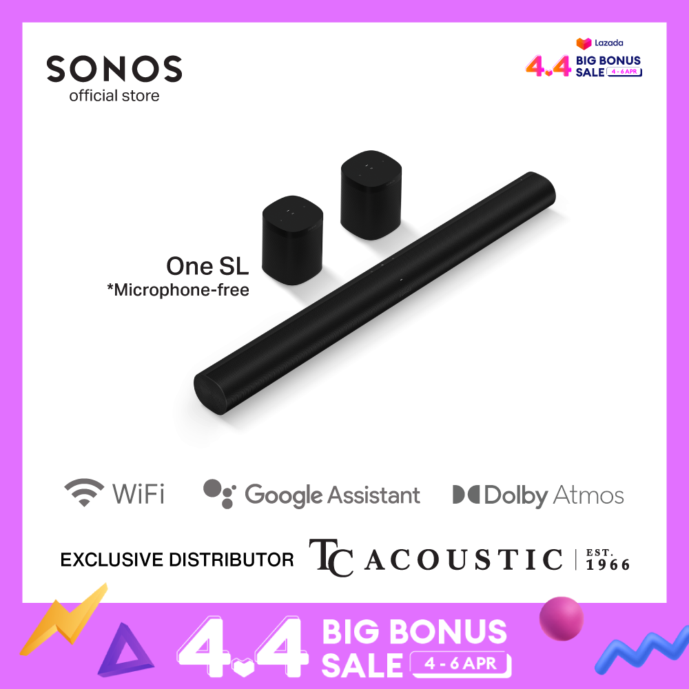 5.0.2 Sonos Arc Soundbar For TV With Dolby Atmos Set with One SL - Wireless Home Theater System