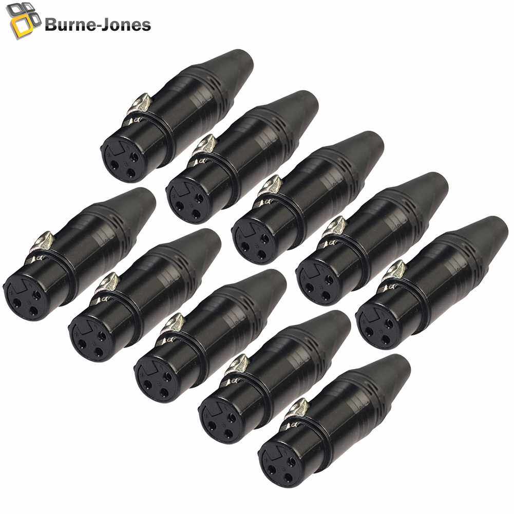 10pcs DIY Microphone XLR 3Pin Female Connector Cable Solder Plug Adapters
