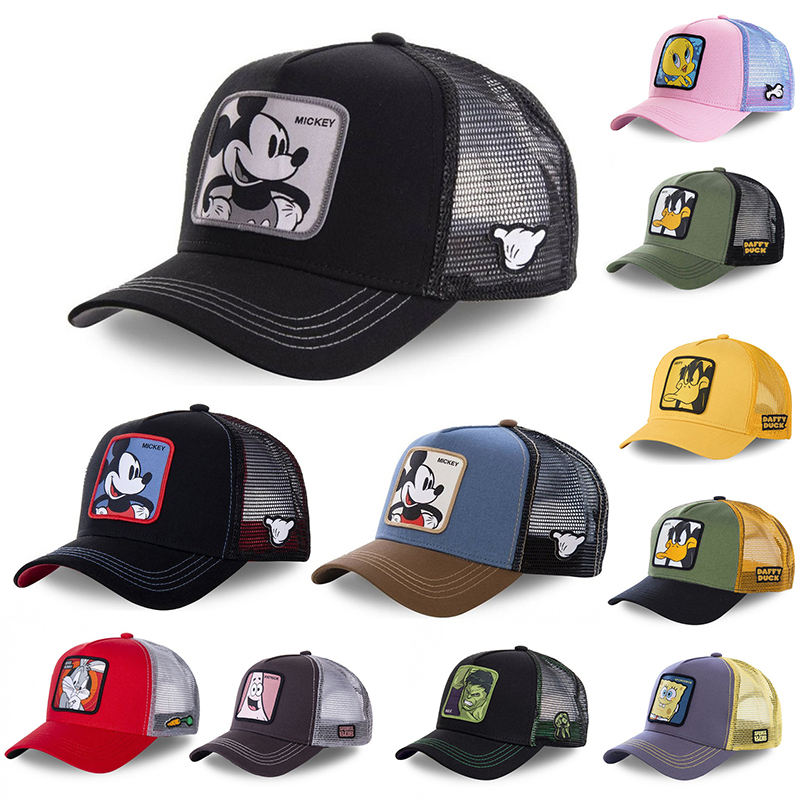 Cartoon Duffy Duck Mouse SpongeBob embroidery baseball cap women's elastic cap