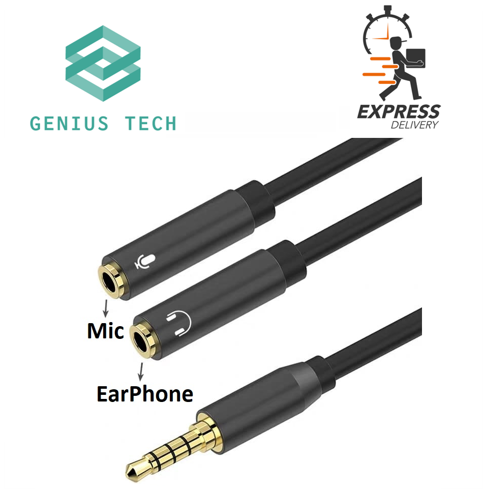 [SG SELLER] 3.5mm mini Jack split microphone and audio earphone cable Headphone Splitter For Computer 3.5Mm Female To 2 Dual 3.5Mm Male Headphone Mic Audio Y Splitter Cable Smartphone Headset To Pc Ad