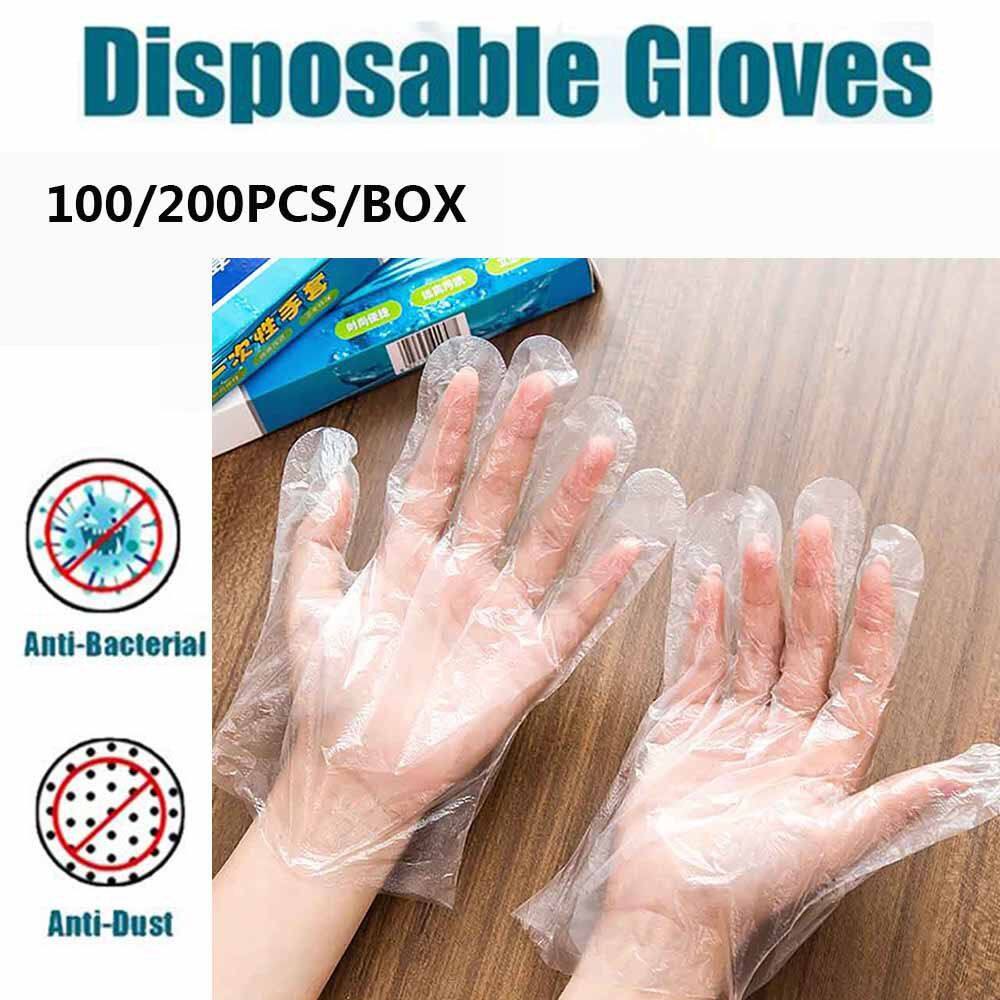 HOME HAM 100/200PCS/BOX PE Anti-pollution No-touching Labor Supplies Protective Gloves Disposable Gloves Clear Gloves