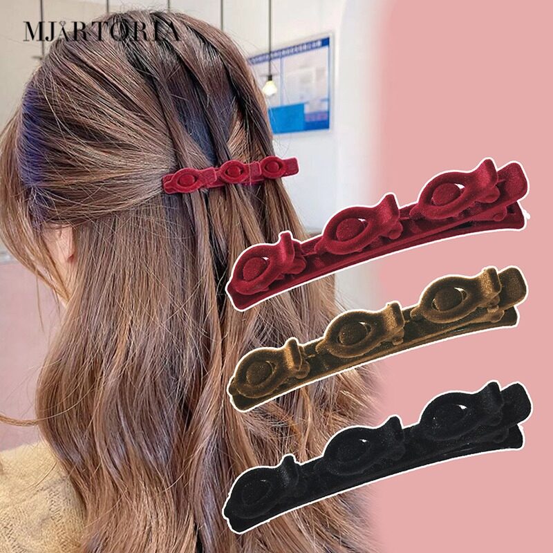 MJartoria Fashion Hair Clips For Girl Sweet Cute Auturm and Winter Clip Bangs Side Barrettes Elastic Duckbill Clip