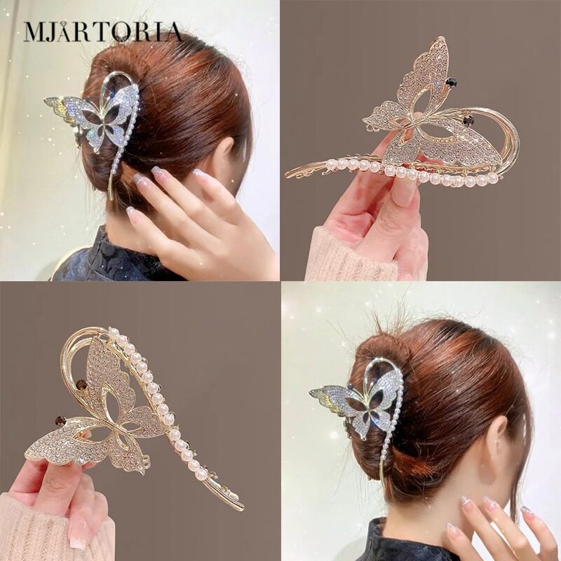MJartoria New Full Diamond Colorful Butterfly Grab Hair Clip Fashion Are Versatile Sweet Super Fairy Girls Hairpin