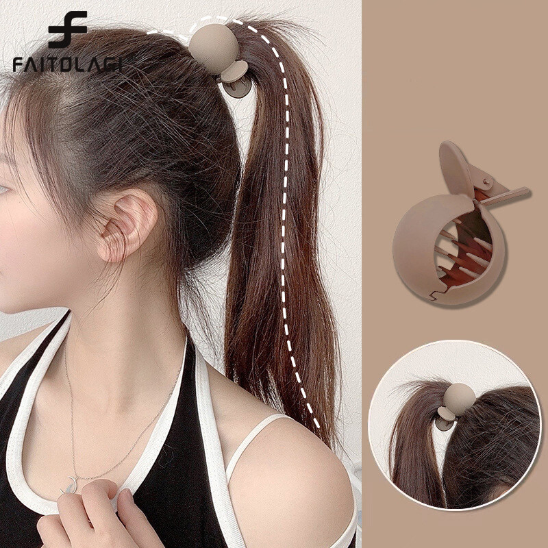 Cute Ball Hair Clips for Women Matte Plain Shark Clips High Ponytail Hairstyle Hairpin Korean Style Simple Female Hair Accessories