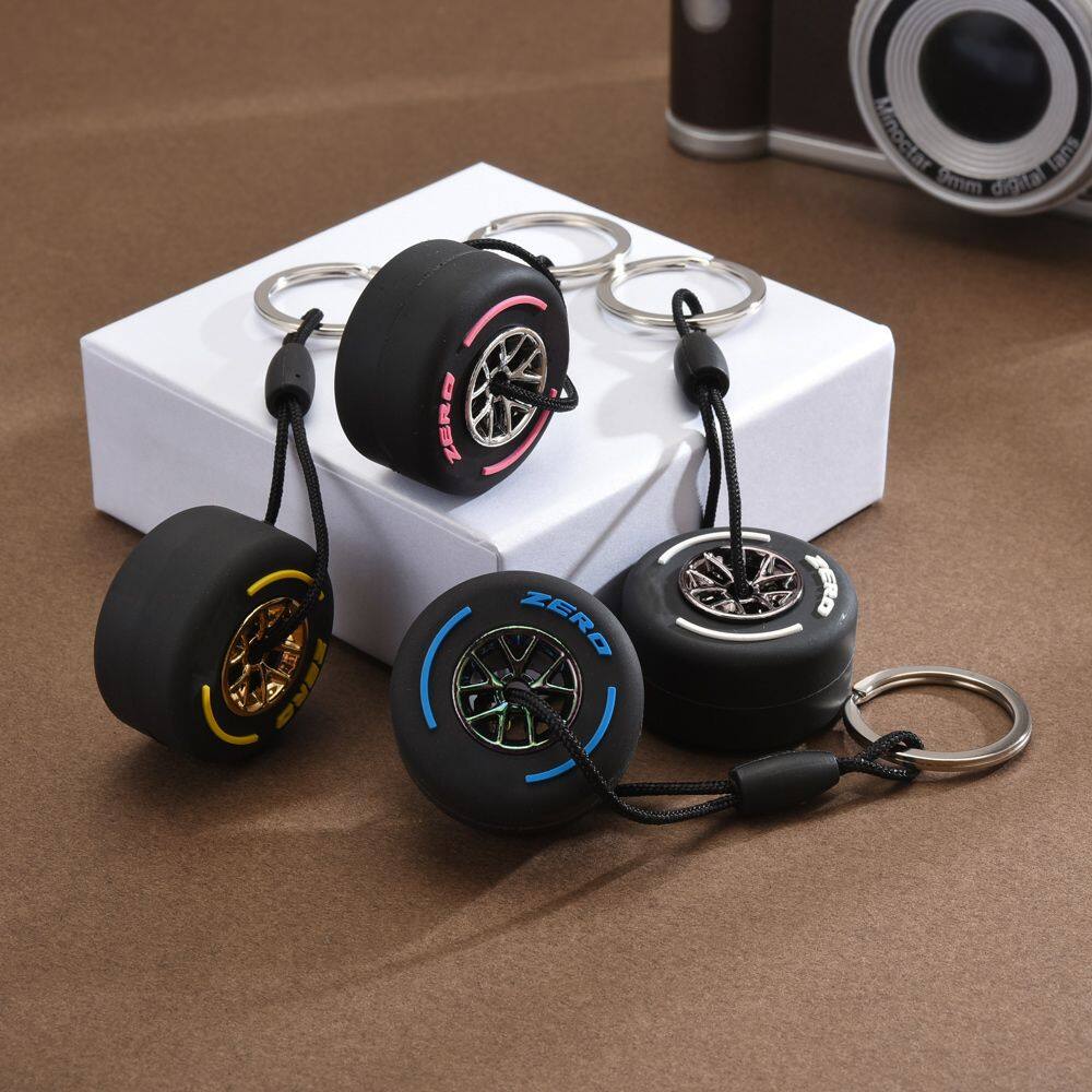SMVU Gift Ornaments Auto Accessories Rubber Car Decoration Round Racing Lovers Collectibles Men Key Rings Backpack Pendant Jewelry Korean Keychains