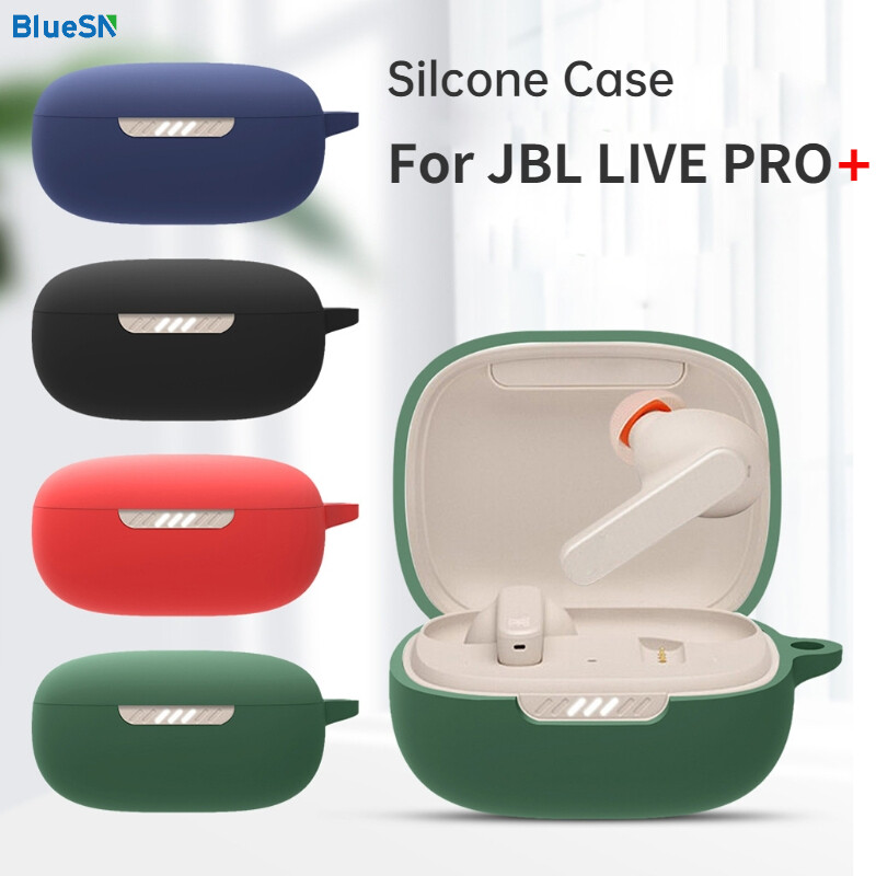 BLUESN Silicone Protective Case For JBL LIVE PRO+ Bluetooth Wireless Earphone Skin Cover Multicolor Anti-scratch Shell With Carabiner