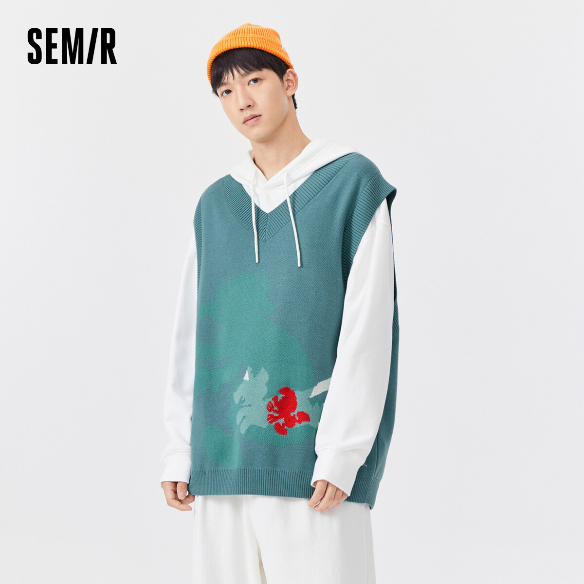 Semir Knitted Vest Men 2021 Autumn New Loose Sleeveless V-Neck Men'S Vest Sweater