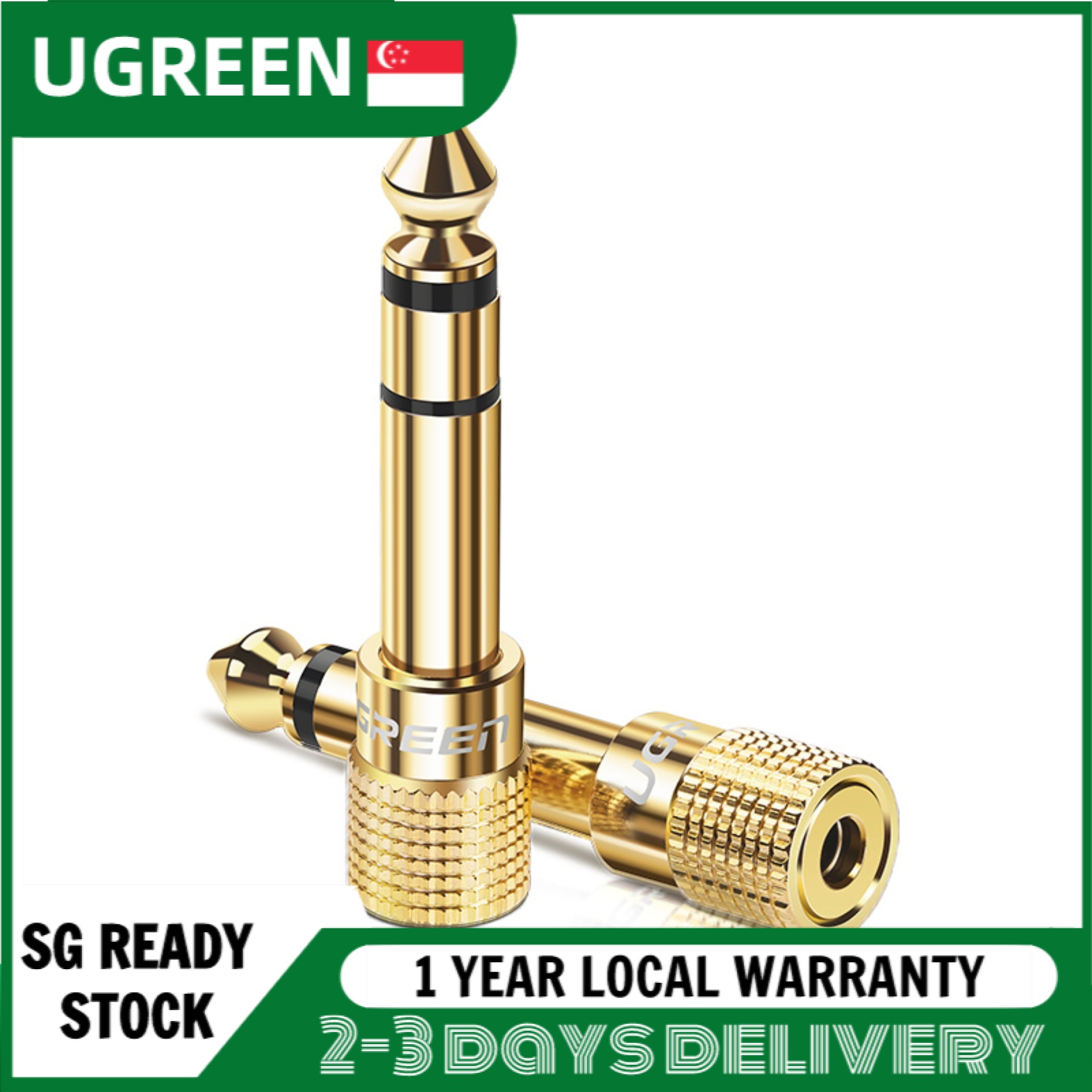 UGREEN Gold Plated 6.35mm Male to 3.5mm Female Stereo Audio Adapter (1 Pack)