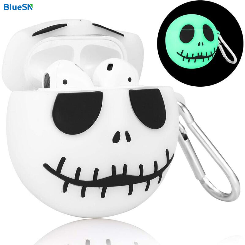 BLUESN Night Lights Skull for Airpods Pro Case Scare Light In The Dark Earphone Protective Charging Box Case for Airpods 1 2 3 Pro Cover