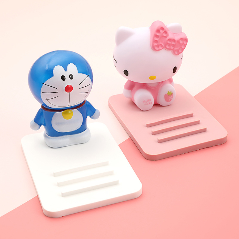 Mobile Phone Holder Cute Cartoon Kitty Car Desktop Ornaments Silicone Adjustable Angle Lazy Watch Video Stand Base