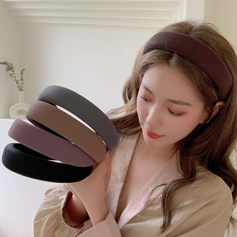 PU Wide Side Thicken Increased Headbands for Women Morandi Color Plain Simple Hairbands Korean Style Girls Elegant Hair Hoops