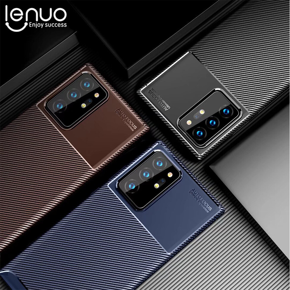 Lenuo for Samsung Galaxy Note 20 Ultra Note 20 Note 10+ / Plus Case - TPU Carbon Fiber Shockproof Anti-scratch Matte Cellphone Back Cover Phone Case