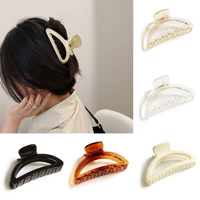 Hair Claw Hair Styling Tool Vintage Geometric Acrylic Hair Clip Ponytail Hair Accessories Plastic Barrette Big Semicircle Shape