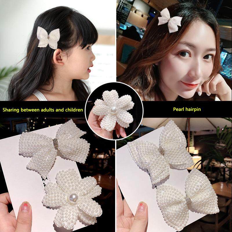1Pcs White Pearls Hair Clips For Women Shiny Crystal Rhinestones Barrette Simple Korean Girls Hairpin Hair Accessories