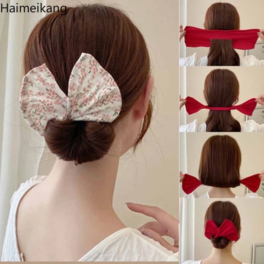 Korean New Women Elegant French Style Lazy Hair Bun Twist Clip Headband Fashion Ponytail Curler Sweet Hair Accessories