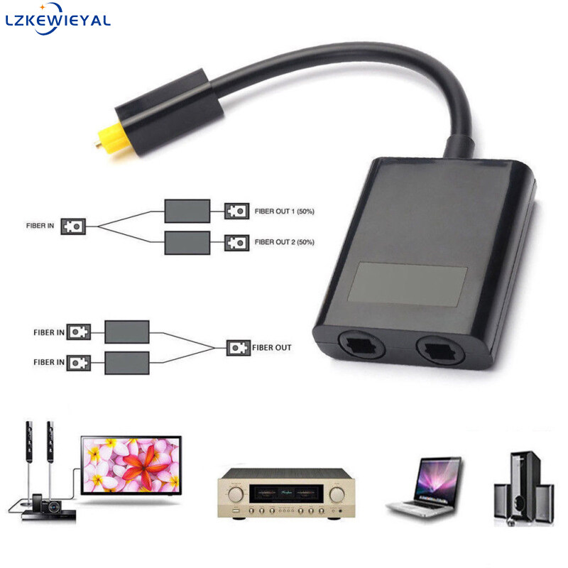 LK【Fast Delivery】Optical Digital Audio Cable Splitter Adapter 2 Way SPDIF Toslink 1 To 2 Out Hub