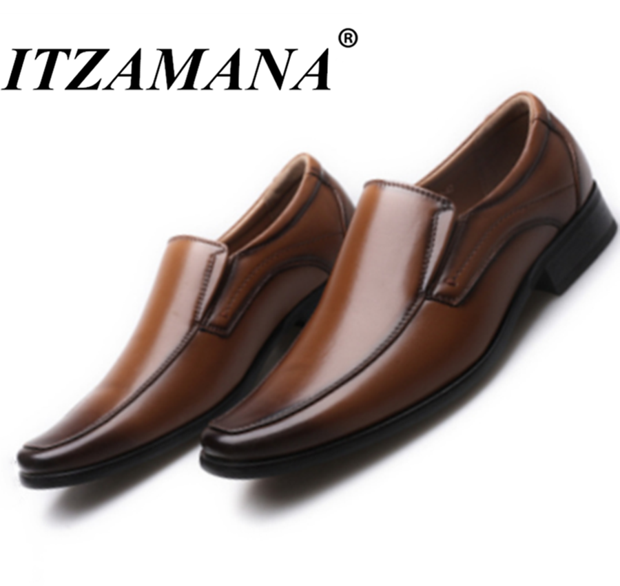 ITZAMANA Hot Sell Mens British Style Boat Shoes Minimalist Design Leather Men Dress Shoes Loafers Formal Business Oxfords Shoes