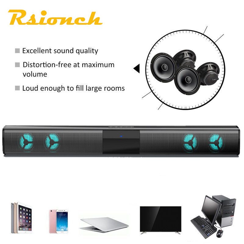 Home theater audio subwoofer surround soundWireless RGB bluetooth speaker sound bar TV computer echo wall strip with TFcard AUX