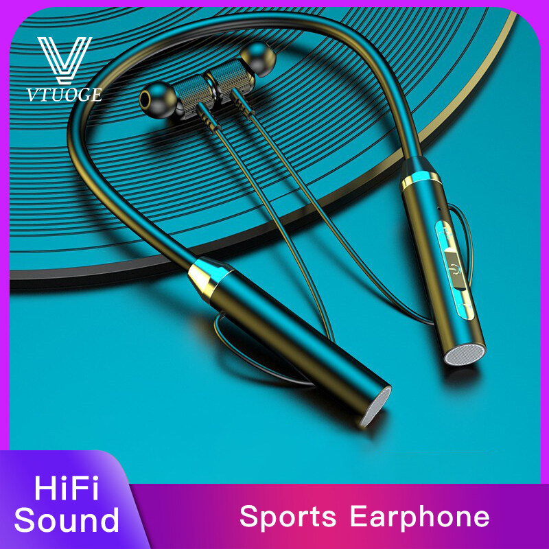 VTUOGE Magnetic Bluetooth Earphones with microphone HIFI Stereo In-Ear Wireless Headphones Neckband Noise Cancelling Earbuds Long Life Battery 8H Music Playing Waterproof Sports Running Headset