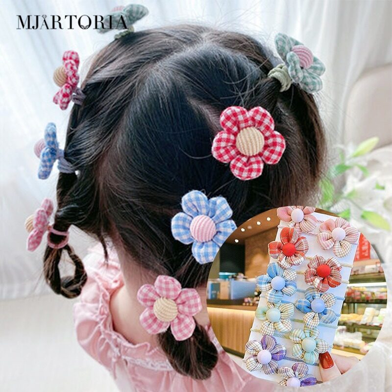 MJartoria Colorful Flower Hair Scrunchies Hair Rope Elastic Hair Bands Girls Women Hair Accessories